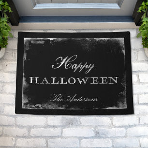 Gothic Black & White Happy Halloween gepersonalise Deurmat