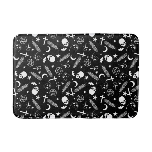Gothic Black White Skull Cross Pattern Badmat (Voorkant)