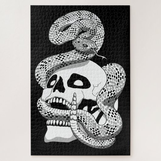 Gothic Black & White Snake and Skull Dark Art Legpuzzel (Verticaal)