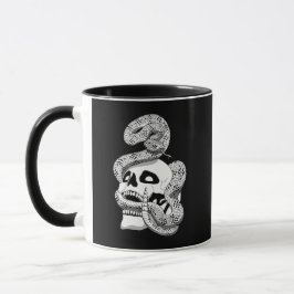 Gothic Black & White Snake and Skull Dark Art Mok