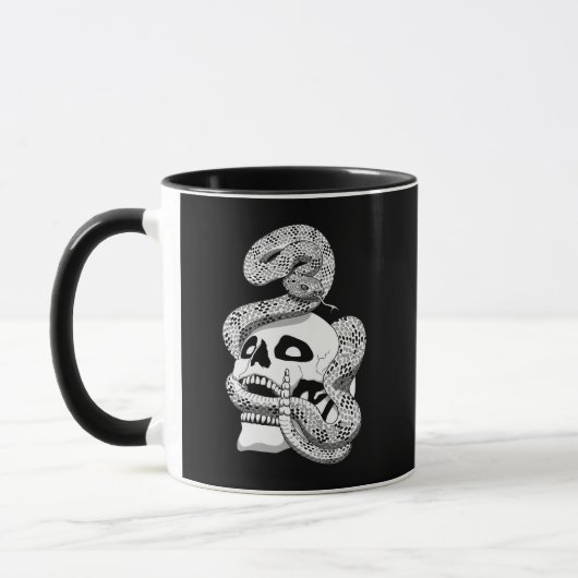 Gothic Black & White Snake and Skull Dark Art Mok (Links)