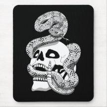 Gothic Black & White Snake and Skull Dark Art