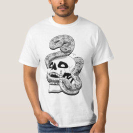 Gothic Black & White Snake and Skull Dark Art T-shirt