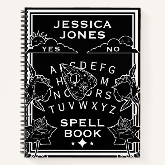 Gothic Black White Talking Board Naam Spell Notitieboek (Voorkant)