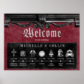 Gothic Black & Wine Orde van Evenementen Huwelijk Poster (Voorkant)