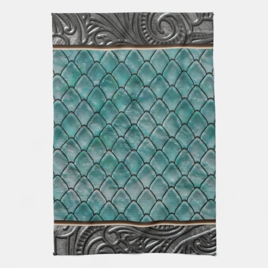 Gothic Blauwgroen II Theedoek (Verticaal)