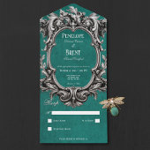 Gothic Blauwgroen Moody Victoriaans Lijst Geen Din All In One Uitnodiging