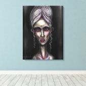 Gothic Bleek Spooky Woman Ghost Haunted House Art Canvas Afdruk (Insitu (Houten vloer))