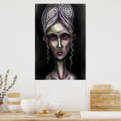 Gothic Bleek Spooky Woman Ghost Haunted House Art Poster (Keuken)