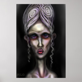 Gothic Bleek Spooky Woman Ghost Haunted House Art Poster