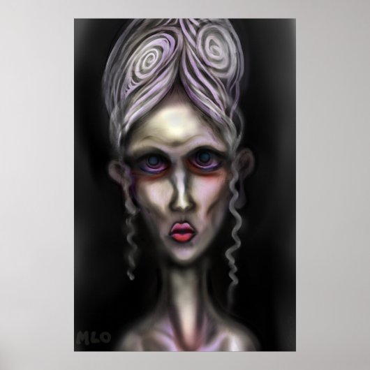 Gothic Bleek Spooky Woman Ghost Haunted House Art Poster (Voorkant)