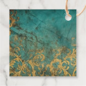 Gothic Bloemen Blauwgroen en Goud Bedankjes Labels (Achterkant)