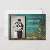 Gothic Bloemen blauwgroen en Goud Bedankkaart (Achterkant)