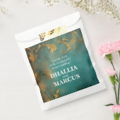 Gothic Bloemen Blauwgroen en Goud Bedankzakje (Gezegeld)