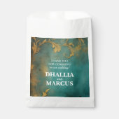 Gothic Bloemen Blauwgroen en Goud Bedankzakje (Voorkant)