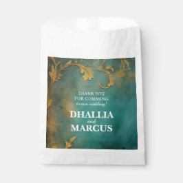 Gothic Bloemen Blauwgroen en Goud Bedankzakje