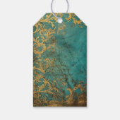 Gothic Bloemen Blauwgroen en Goud Cadeaulabel (Achterkant)