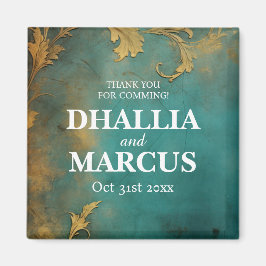 Gothic Bloemen Blauwgroen en Goud Magneet