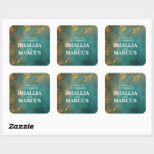 Gothic Bloemen Blauwgroen en Goud Vierkante Sticker (Vel)