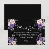 Gothic Bloemen paarse Roze Zwart Halloween bruilof Bedankkaart (Voorkant / Achterkant)
