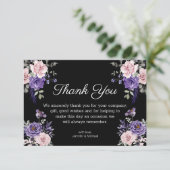 Gothic Bloemen paarse Roze Zwart Halloween bruilof Bedankkaart (Staand voorkant)