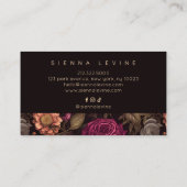 Gothic Bloemen  Rood Crème Zwart Bloemen Donker Visitekaartje (Achterkant)