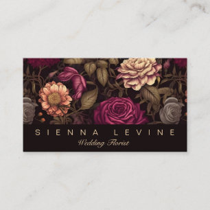 Gothic Bloemen Rood Crème Zwart Bloemen Donker Visitekaartje