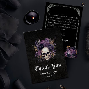 Gothic Bloemen Schedel Donker Bruiloft Dank u kaar Bedankkaart