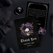 Gothic Bloemen Schedel Donker Bruiloft Dank u kaar Bedankkaart