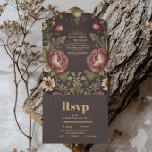 Gothic Bloemen Victoriaans bruiloft All In One Uitnodiging