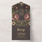 Gothic Bloemen Victoriaans bruiloft All In One Uitnodiging (Binnen)