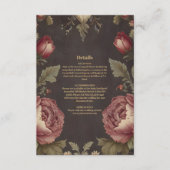 Gothic Bloemen Victoriaans bruiloft Informatiekaartje (Voorkant)
