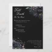 Gothic Bloemen Zwart Tot Dood Bruiloft Details en Kaart (Voorkant)