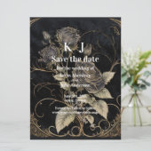 Gothic Bloemige Bewaar De Datum Save The Date (Staand voorkant)