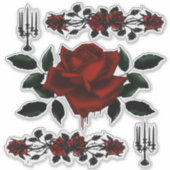 Gothic Blood Roos en Candelabra Sticker (Voorkant)