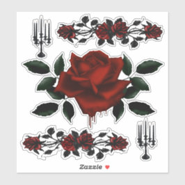 Gothic Blood Roos en Candelabra Sticker