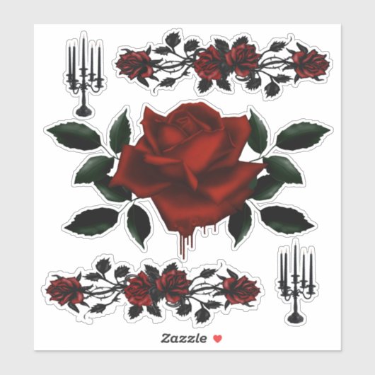 Gothic Blood Roos en Candelabra Sticker (Vel)