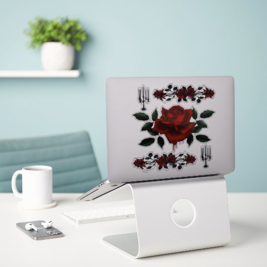 Gothic Blood Roos en Candelabra Sticker (Laptop op bureau)