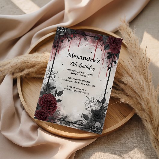 Gothic Blood Roses Birthday Kaart