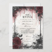 Gothic Blood Roses Halloween Feest Kaart (Voorkant)