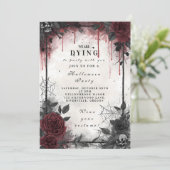 Gothic Blood Roses Halloween Feest Kaart (Staand voorkant)