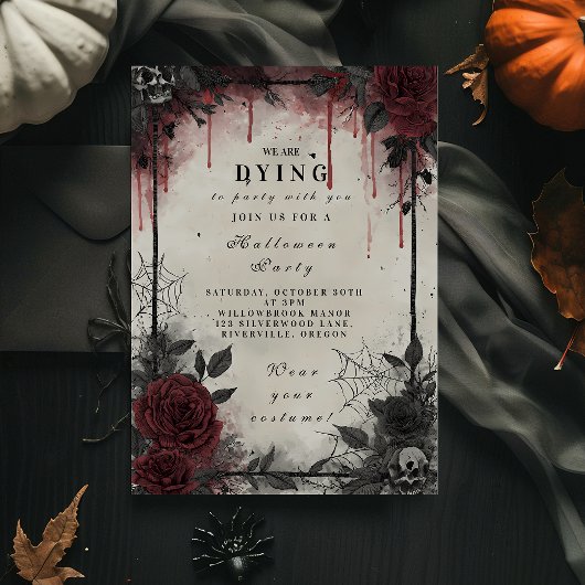 Gothic Blood Roses Halloween Feest Kaart