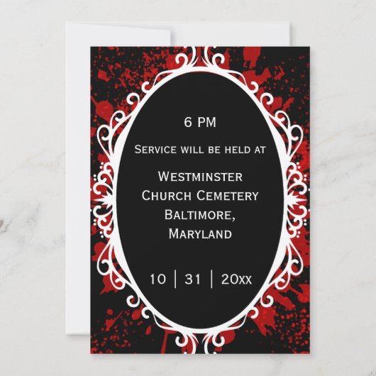 Gothic Blood Spatter Vampier Bruiloft Uitnodiginge Kaart (Achterkant)