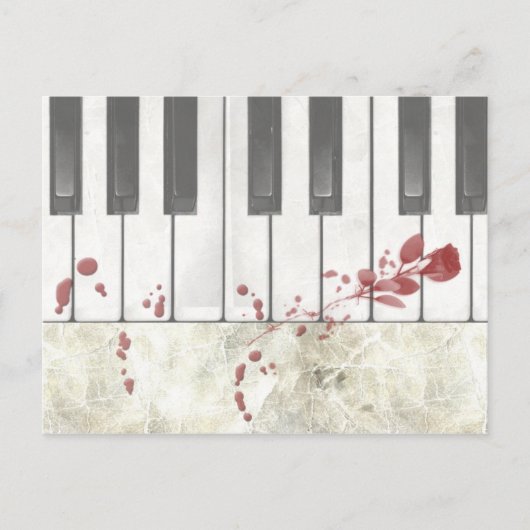 Gothic Bloodgekleurd Briefkaart Piano Keys (Voorkant)
