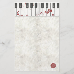 Gothic Bloodgekleurde Piano Stationery Briefpapier