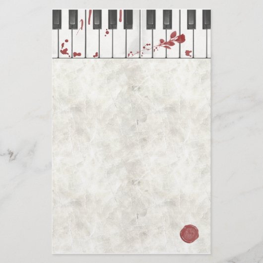 Gothic Bloodgekleurde Piano Stationery Briefpapier (Voorkant)