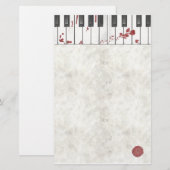 Gothic Bloodgekleurde Piano Stationery Briefpapier (Voorkant / Achterkant)