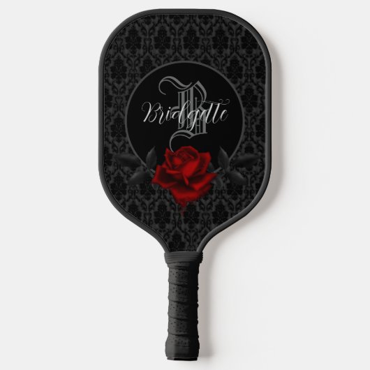 Gothic Bloody Rose Monogram Pickleball Paddle (Achterkant)