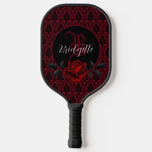 Gothic Bloody Rose Monogram Pickleball Paddle (Achterkant)