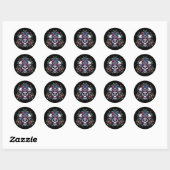 Gothic Bloom - Mystieke Bloemen Schedel Pixel Art Ronde Sticker (Vel)